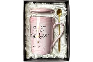 Doublewhale Birthday Gifts for Women Not A Day Over Fabulous Mug Christmas Birthday Gifts for Her, Best Friends, BFF, Wife, Mum, Daughter, Sister, 14OZ Ceramic Marble Mug (Pink-Not a Day)