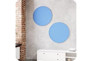 vilz Juego de 2 unidades de aislamiento acústico de fieltro para techo y pared de material reciclado, placas acústicas redondas de 55 cm de diámetro, color azul cielo