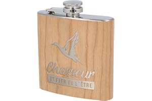 SPRUCHREIF · Flasque en acier inoxydable avec gravure · Cadeaux pour chasseurs · Cadeau chasseur · Flasque en bois · Idée cadeau hommes · Cadeau chasse · Alcool Flasque · Chasseur canard
