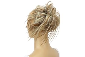 CAISHA Postizo Goma Para El Pelo Voluminosa Grande Desordenada Fibra Sintética Resistente Al Calor Mezcla De Rubio Castaño Claro G21F