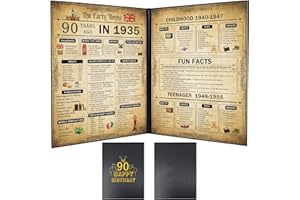 YCLEKIQA 90th Birthday Gifts for Women and 90th Birthday Gifts for Men Cards Decorations for Women Vintage Age Year Old Framed Born in 1935 Poster Uk for Grandparents, Husband, Wife, Mom, Dad（21x30cm）