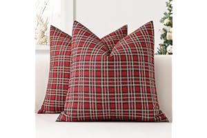 JOTOM Juego de 2 fundas de cojín clásicas a cuadros de 45 x 45 cm, diseño de tartán escocés de Navidad, suaves, sólidas, decorativas, para decoración del hogar, funda de cojín para sofá o dormitorio