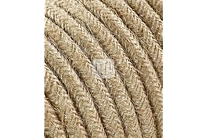 MERLOTTI Câble électrique rond recouvert de tissu coloré, fils bruts, toile de jute, 2 x 0,75 mm² - pour lustres, lampes, abat jour, designFabriqué en Italie.