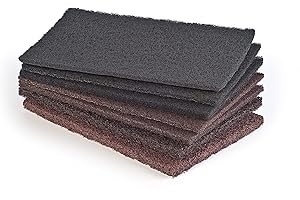 Wfix Włóknina ścierna zestaw do ręcznego szlifowania/czyszczenia/usuwania rdzy | 7 sztuk podkładek szlifierskich grubych - średnich - drobnych | trwała gąbka szlifierska 152 x 229 mm do metalu,