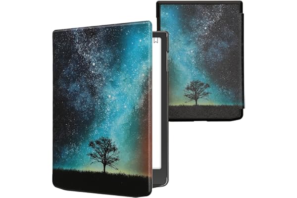 kwmobile Étui Compatible avec Pocketbook InkPad 4 / Color 3 / Color 2 Coque - Étui à Rabat magnétique Tablette eReader Similicuir - Bleu-Gris-Noir