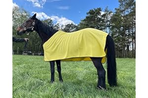 BRAMA WEST Brama-West Couverture séchante pour cheval - Couverture polaire basique - Respirante - Jaune - Taille 145