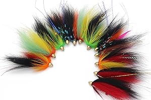 Tigofly 12 pcs Cone Head Tube Fly For Salmon Trout Steelhead Fly Fishing Flies Lures Set