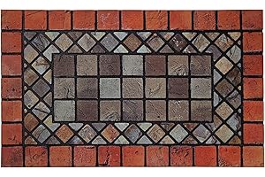 Nicoman Elegancka płytka wytrzymała mata wejściowa, bariera, wycieraczka ekologiczna, skrobana i antypoślizgowa, do wewnątrz, na zewnątrz, prostokątna (75 x 44 cm) czerwona krawędź