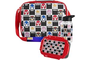 Get Trend Sonic the Hedgehog Bolsa Termica Infantil con Fiambrera Almuerzo Botella Agua Niños Set de 3 Piezas Bolsa Merienda Botellas Loncheras (Rojo Sonic)