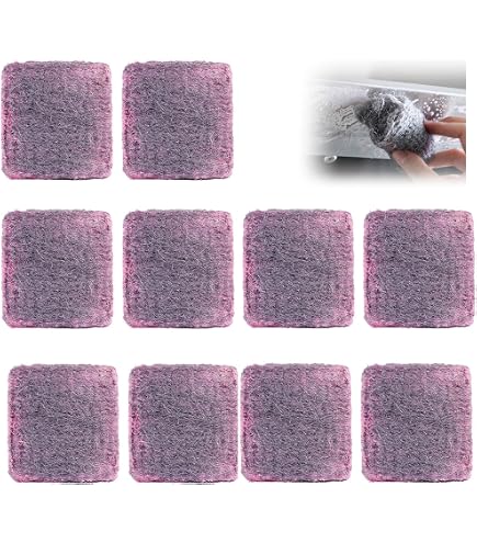 Lot De 10 Tampons à Récurer Avec Savon Intégré - Laine D'acier Pour Nettoyage Vaisselle Et Surfaces - Sans Rayures