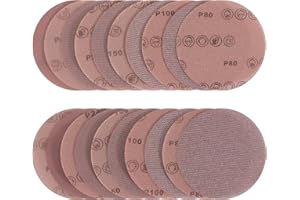 Kcmell 25 Pcs 125mm Mesh Sanding Discs Hook & Loop 80/100/150/240/400 Grit, Dust Free Round Mesh Sanding Discs Pads Anti-Clogging Grinding Polishing Sandpaper for Car, Wood and Furniture
