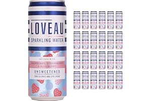 LOVEAU Sparkling Water - Raspberry, Strawberry and Blueberry, 330 ml (Pack of 24)