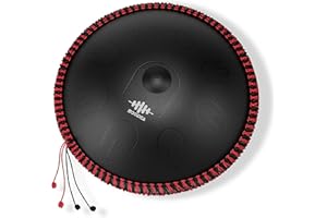MOOZICA Steel Handpan-Zungentrommel, 14 Zoll 17 Noten Amara-Skala in C-Moll mit Oktav Oberton Design, Handpan Trommel Schlaginstrument (Amara, Schwarz)