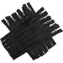 Fermetures Éclairs Métal N°4 - Lot De 5 - 12cm - Noir - Couture