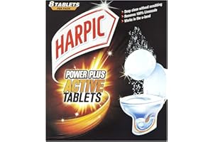 MALLX LONDON Harpic Power Plus Toilet Cleaner 8 Active Tablets Deep clean without scrubbing Remove 100% limescale Works in the u-bend Pack size: 200g