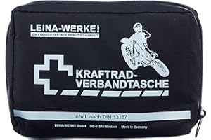 LEINA-WERKE Leina 17010 de Kit de Premiers Secours pour Moto de Type II sans Velcro, Noir/Blanc