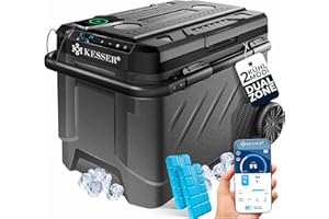 ‎KESSER KESSER® Compressor Electric Cool Box, Camping Freezer Box with LED Touch Operation, App Control and Ice Packs, USB Port 12/24 V 230 V, Cools up to -20 °C, for Car, Truck, 41 Litres, Grey