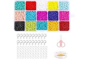 FT-SHOP Cuentas de Colores 4 mm 15 Colores Perlas de Vidrio Perlas de Potro Mini Cuentas con Caja de Plástico para Hacer Joyas de Bricolaje Collares Pulseras Bijouterie Regalo para Niños 3500 Piezas