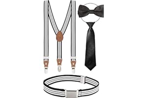 BomGuard Set di 4, 1-8 anni, bretelle per bambini con papillon, cravatta, cintura ragazzo