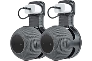LUOGAO Soporte de pared para Homepod Mini, gestión de cables, ahorra espacio y sin reducción de señal, para Homepod Mini Voice Asistant con protección de pantalla táctil (negro, 2 unidades)