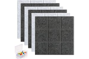 Yoillione Pin Board Square Felt Board Tiles Self Adhesive Notice Board for Home and Office, Grey Bulletin Board Sticky DIY Memo Boards for Wall Hecorative