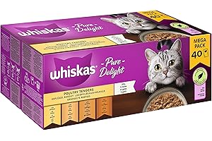 Whiskas 1+ mokra karma dla kota Ragout drób w galaretce, 40 x 85 g (1 opakowanie) – wysokiej jakości mokra karma dla dorosłych kotów, w 40 woreczkach porcjowanych