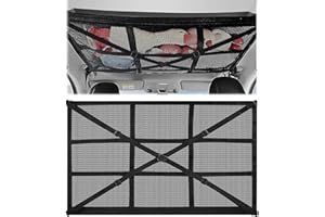 KAHOUI Large Capacity Black Cargo Net for Van, Double Storage Nets for Campervans, Adjustable Car Storage Net with Zipper, Car Camping Accessories for SUV Jeep Truck and Most Car Models
