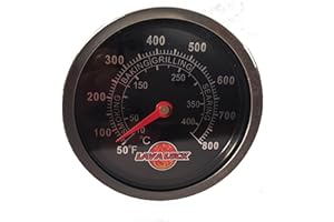 LavaLock BBQ Temperature Gauge Charcoal Grill Pit Thermometer Fahrenheit Black Smoker Barbeque 2-3/8 face