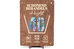 40th Birthday Gift, XL Wooden Money Gift Including Stand, “Schonend behandeln”, 40th Birthday Card for Women & Men, Funny Card