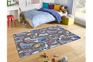 HANSE Home Alfombra Moderna de Pelo Corto (90 x 200 cm, 100% Poliamida, Resistente y fácil de Limpiar, habitación de los niños), Color Gris, Multicolor