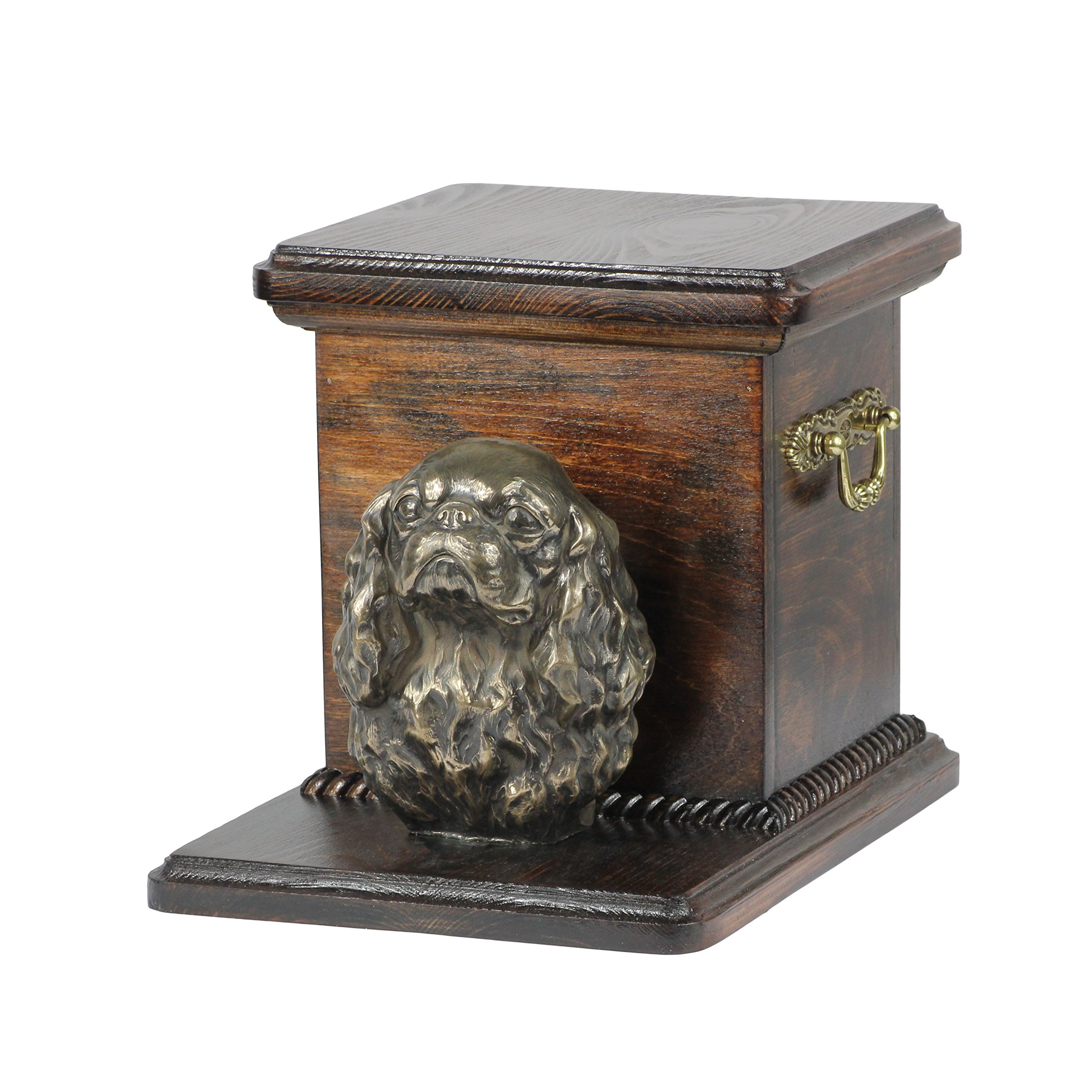 Cavalier King Charles Spaniel, memorial, urn for dog's ashes, with dog