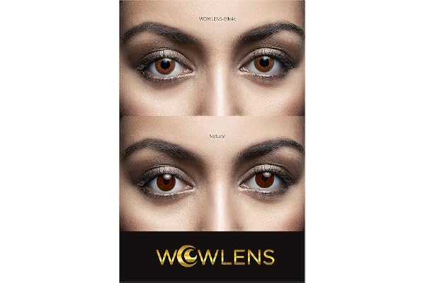 WOWLENS Lentilles de Contact Colorées MILANO BROWN sans Correction, 1 Paire (2 Pièces), DIA 14.00, Lentilles Mensuelles, Lentilles Souples + Étui