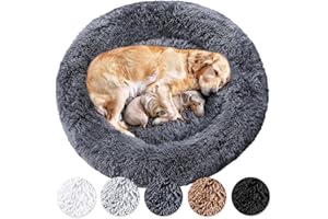 Wahre Tierliebe Hundebett Donut - Das Original - waschbar [XL, 120cm, dunkelgrau] Hundekissen, Hundekorb, Flauschiges Hundebett für große, mittelgroße & kleine Hunde