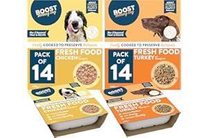 BOOST Pet Food Ready Meals Bundle with Chicken and Turkey - Frozen Fresh Wet Dog Food for Adult Dogs, Grain Free, Made with 70% Meat, Complete Nutritional Meal for Pets, No Preservatives - 28 x 400g
