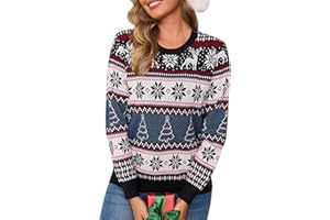 Leversic Pull de Noel Femmes Hiver Moche Noël Drole Sweat Chaud Christmas Jumper Manches Longues Doux Confortable S-XXL
