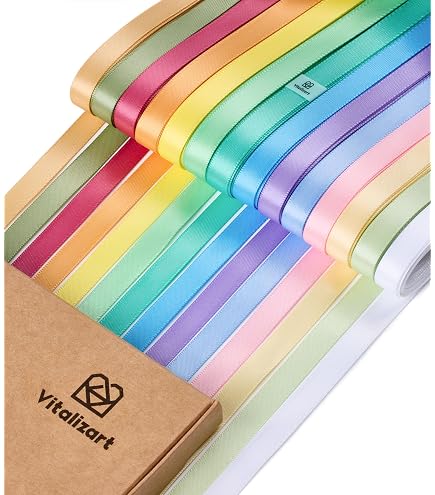 Ruban Satin Multicolore - Lot De 12 Rouleaux 6mm X 23m, Pour DIY, Mariage, Emballage Cadeau