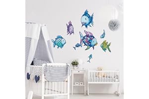 APALIS Wandtattoo Kinderzimmer Der Regenbogenfisch - Unterwasserparadies Sticker Set, Größe HxB:22cm x 28cm