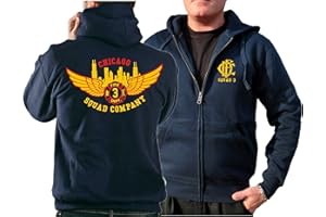 ‎FEUER1 FEUER1 Kapuzensweatjacke Navy, Chicago Fire Dept. - Squad 3 Eagle Wings Skyline