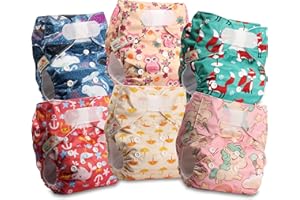 LITTLES & BLOOMZ Littles and Bloomz Baby wielokrotnego użytku kieszonkowa pielucha materiałowa, standardowa pętla na haczyk, 6 pieluch, FLV2-0608