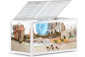 BUCATSTATE Jaula para Hámster 3.0: Metal Espaciosa Hábitat para Animales Pequeños Apilable con Acceso Superior, Fácil Montaje para Hámster Sirio Enano, Ratones 100L x 50W x 52H CM (Blanco)