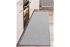 COLOR&GEOMETRY Color G Dywan kuchenny, tkany, antypoślizgowy, zmywalny, przyjazny dla skóry, chodnik kuchenny, do kuchni, jadalni, salonu, wejścia, korytarza, 43,5 x 150 cm, jasnoszary