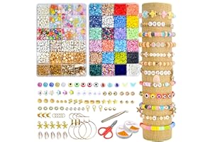 LUCMO Polymer Clay Beads Bracelet Making Kit, 8000+ PCS Bracelet Jewelry Making Kit, DIY Bracelets for Rings Necklaces Gift Earrings Bracelet Necklace Keychain - Jewellery Making Kit - Kids Girls