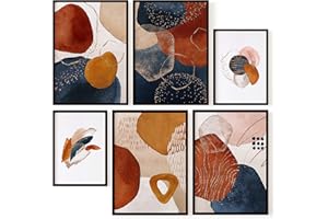 OHBIMBA - Laminas Decorativas Pared | Laminas para Cuadros Decoracion Salon Modernos | Laminas para enmarcar | Cuadros Decoracion dormitorios SIN Marcos | Tamaño 4xA3 y 2xA4 (Abstracto Colores)