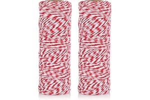 Nordstern zestaw sznurka bawełnianego 2 w 1 + 20 zawieczek prezentowych - wstążka prezentowa, sznurek jutowy, sznurek do majsterkowania, sznurek kuchenny do robótek ręcznych DIY w kuchni - czerwony