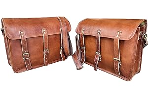 american blue Lot de 2 sacoches de selle de moto en cuir avec support de sacoches de selle en cuir très résistant avec 2" à usage unique 27,9 x 38,1 cm