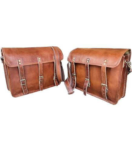 Sacoches Vélo Cuir Marron PARRYS LEATHER WORLD - Rétro 2 Côtés