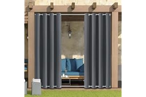 LIVEGO Rideau Exterieur Terrasse,imperméables,Rideau Pergola Extérieur Occultants à Double œillet à Isolation Thermique pour tonnelle de Porte de Jardin,Gris foncé,2 pièces|132x275cm