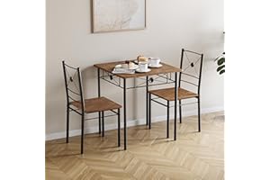 Vida Designs Roslyn Dining Table and Chair Set, Kitchen Breakfast Modern Contemporary Furniture Set (Dark Wood, 2 Seater)