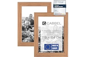 CABBEL podwójne opakowanie (zestaw 2) ramka na zdjęcia 18x24 cm, dąb, solidna rama z drewna MDF, nietłukące pleksi, do powieszenia i postawienia, idealna na zdjęcia/obrazy/kolaże