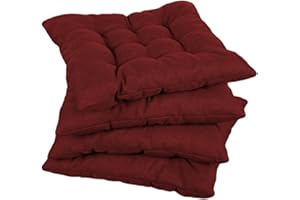 ‎GUTEKISSEN Gutekissen® Stuhlkissen gesteppt Quadrat Polsterauflage Auflage für Stühle/Bänke für Haus und Garten Sitzauflage Gartenkissen Sitzkissen viele Farben (50x50, Bordeauxrot, 4)